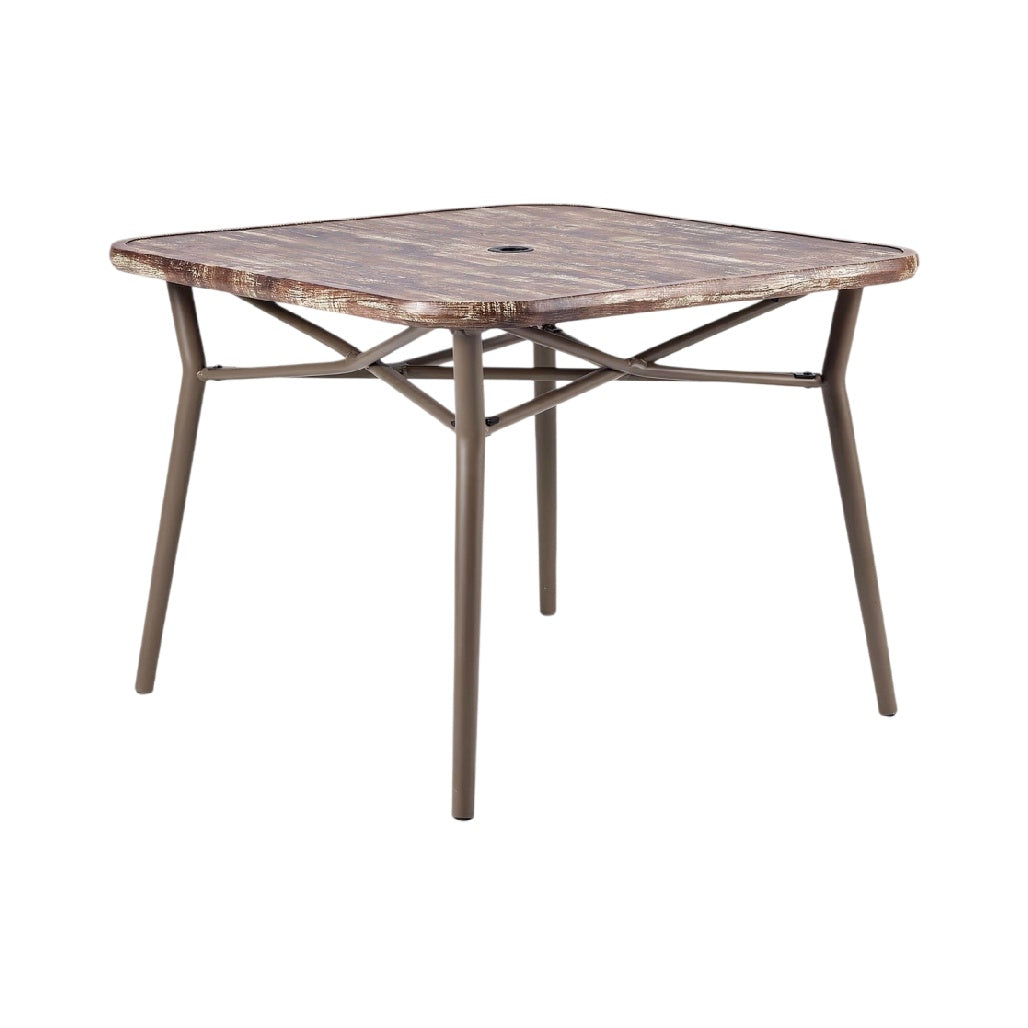 **Table carrée pliante en métal et bois**