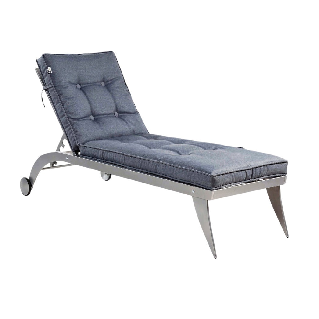 **Chaise longue réglable avec coussin rembourré et structure en métal**