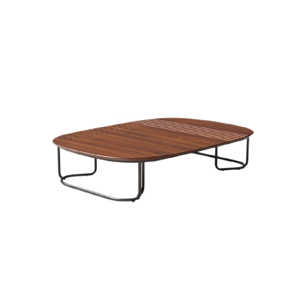 **Table basse design en bois avec structure en métal**