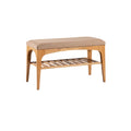 **Banc en bois avec coussin et étagère de rangement**