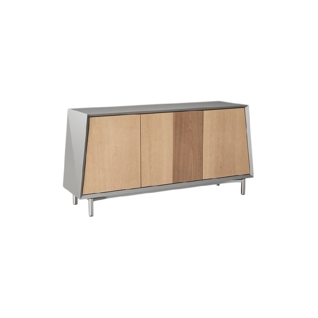 **Buffet moderne en bois et métal avec portes en bois clair**